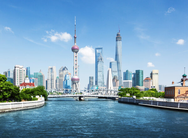Shanghai skyline in sunny day, China