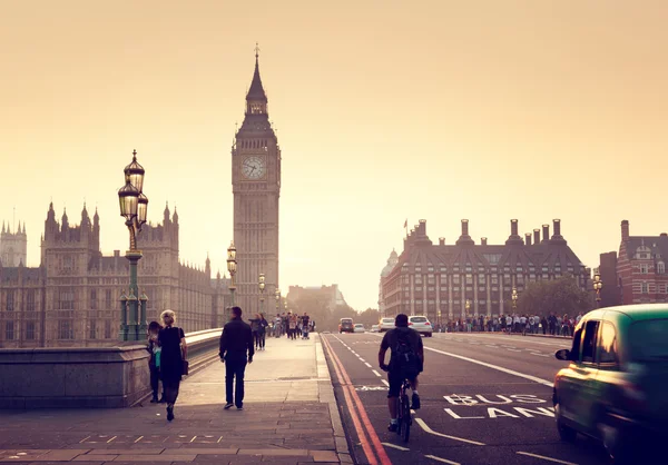 Westminster Bridge ved solnedgang, London, Storbritannien - Stock-foto