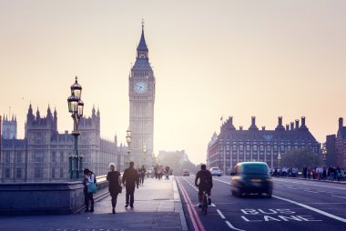 Westminster Köprüsü'nde günbatımı, Londra, İngiltere