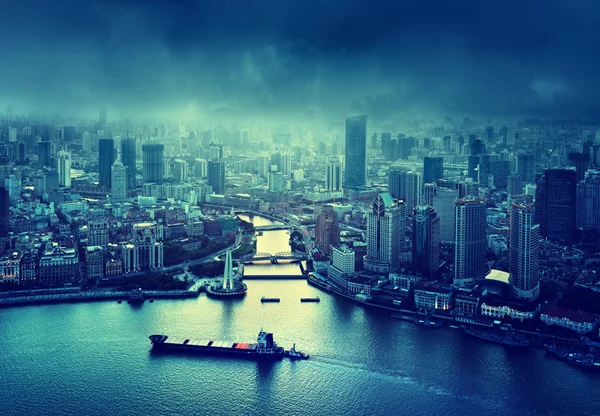 Horizonte de Shanghai al atardecer, China —  Fotos de Stock