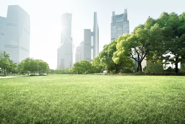 Park in lujiazui financieel centrum, Shanghai, China — Stockfoto