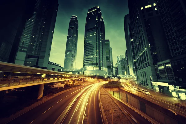 Verkehr in Hongkong bei Sonnenuntergang — Stockfoto