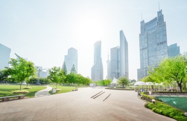 park in lujiazui financial center, Shanghai, China clipart