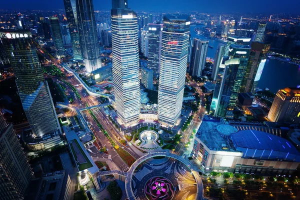 Shanghai éjszakai nézetet, Kína — Stock Fotó