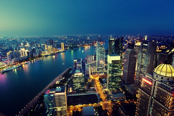 Shanghai vista de noche, China — Foto de Stock