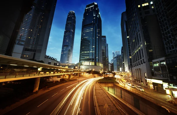 Traffic in Hong Kong at sunset time — Stock Photo, Image