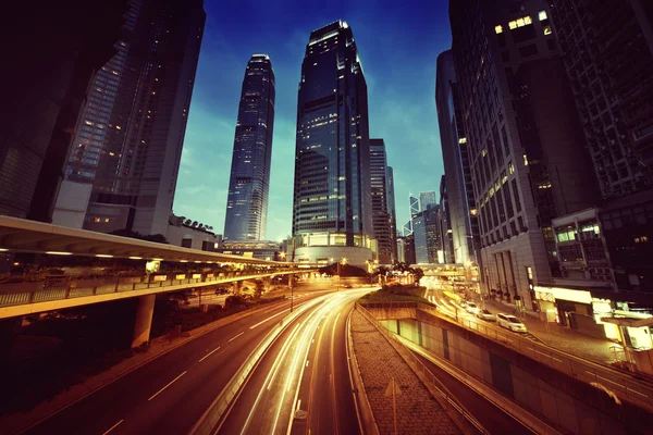 Tráfego em Hong Kong na hora do pôr do sol — Fotografia de Stock