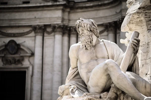 Statue of Zeus in Fountain, Piazza Navona, Rome, Italy — Stock Photo, Image