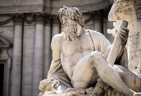 Statue of Zeus in Fountain, Piazza Navona, Rome, Italy — Stock Photo, Image