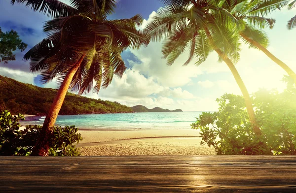 Beach and wooden pier — Stock Photo, Image