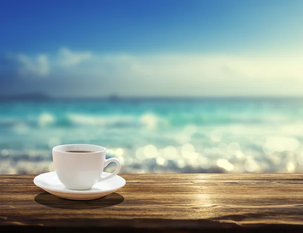 Zee en cup koffie — Stockfoto