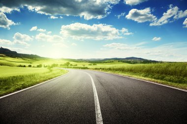 asfalt yol Toskana, İtalya