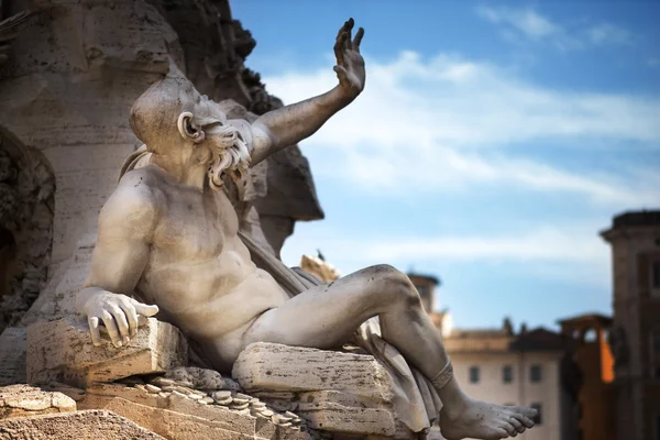 Statue in Fountain, Piazza Navona, Rome, Italy — Stock Photo, Image