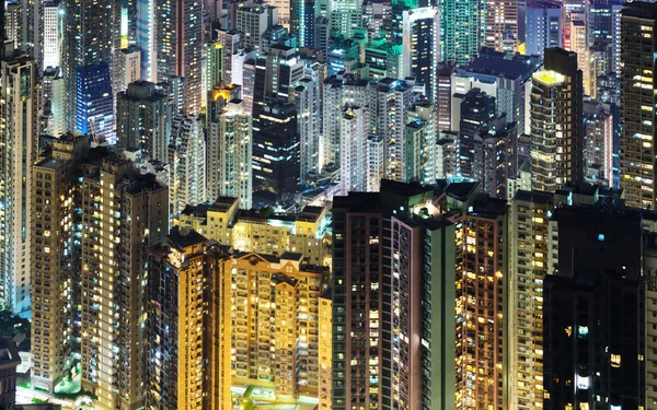 Hong kong gökdelenler, gece — Stok fotoğraf