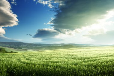 Bahar günbatımı Toskana, İtalya