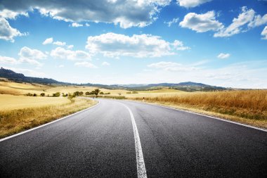 asfalt yol Toskana, İtalya