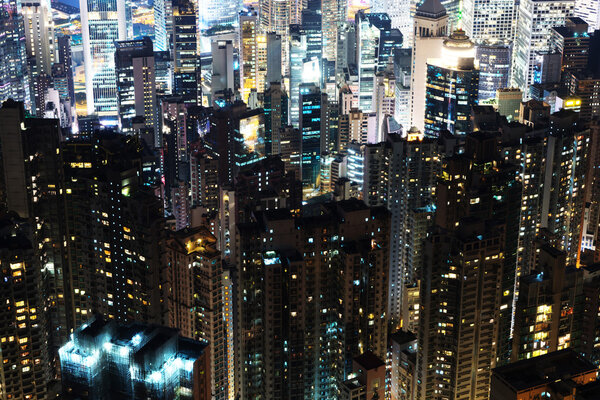 Hong Kong skyscrapers in night