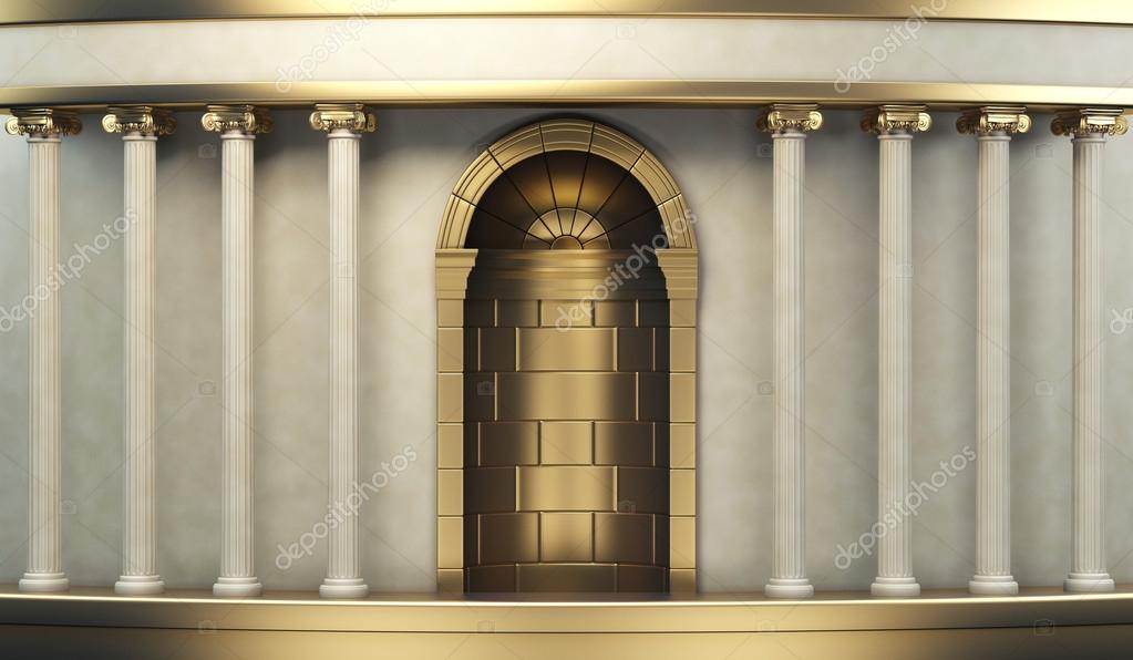 Classic Pillars Background With Gold Elements — Stock Photo © 3dbobber