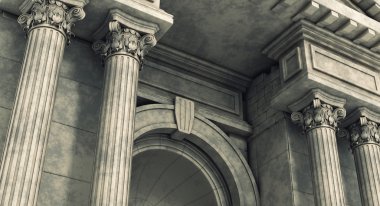 Klasik Korint sütun ark. 3D render.