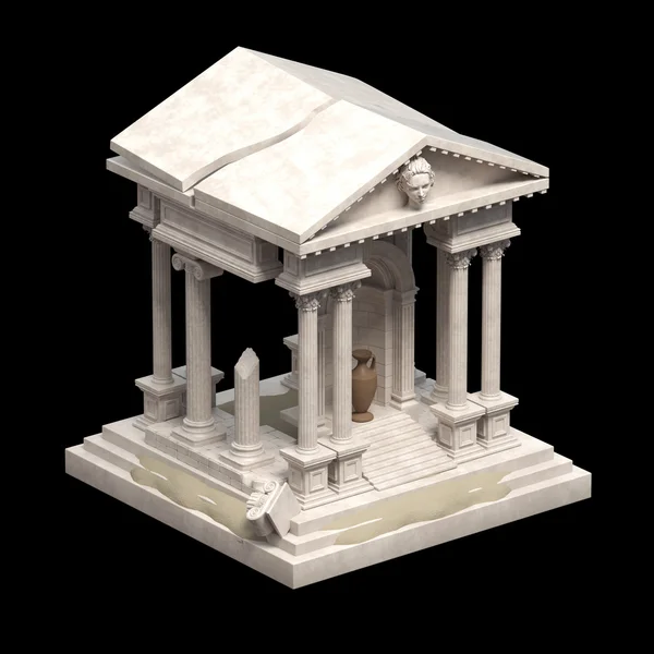 Ancient Ruin Isolated On Black 3d Illustration — Stock Photo, Image