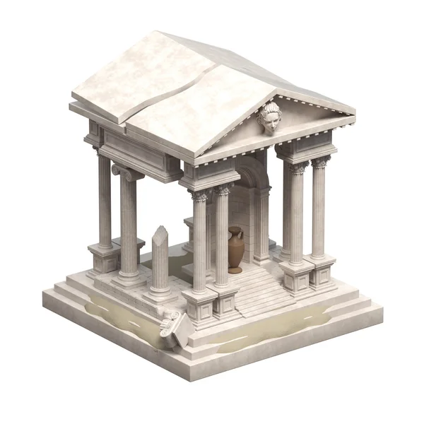 Ancienne ruine isolée sur l'illustration 3D blanche — Photo