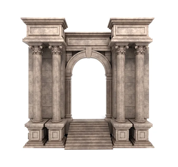 Taş adımları ve Korinth sütunlarla giriş yolu