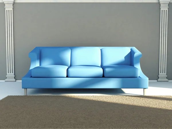 Класичний інтер'єр вітальні з блакитною канапою. 3d візуалізація . — стокове фото