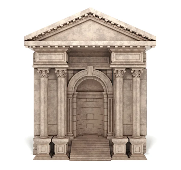 Beyaz izole kompozit antika giriş sütun ark