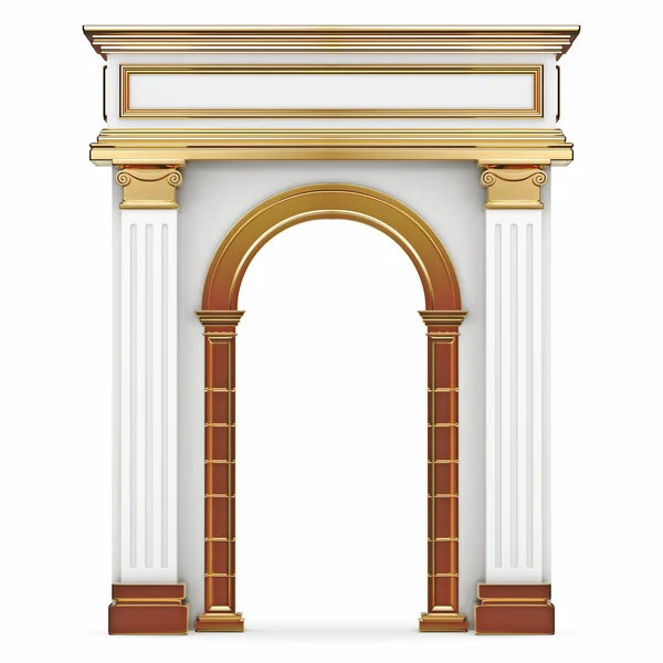 Arco composito con elementi in oro isolato su bianco — Foto Stock