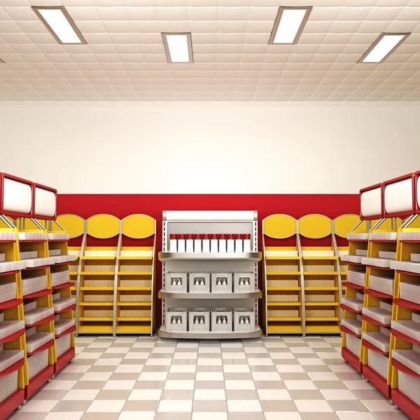 Kirkas Shop Interior. 3d-renderointi . — kuvapankkivalokuva