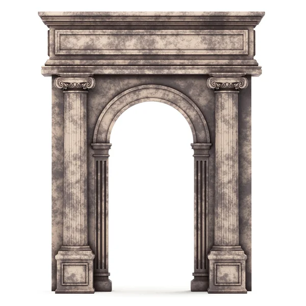 Arco composito in marmo beige isolato su bianco Immagini Stock Royalty Free