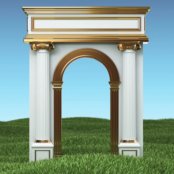 Column Arc On Grass Field — Stock Photo, Image