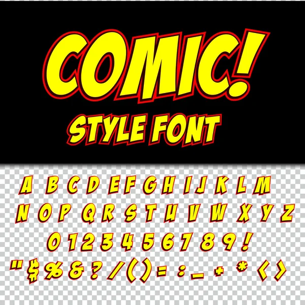 Alfabe koleksiyonu kümesi. Komik pop sanat tarzı. Harfler, sayılar ve rakamlar çocuklar illüstrasyonlar, Web siteleri, çizgi roman için