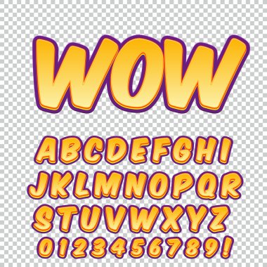 Yaratıcı yüksek detay komik yazı tipi. Alfabe tarzında bir çizgi roman, pop art.