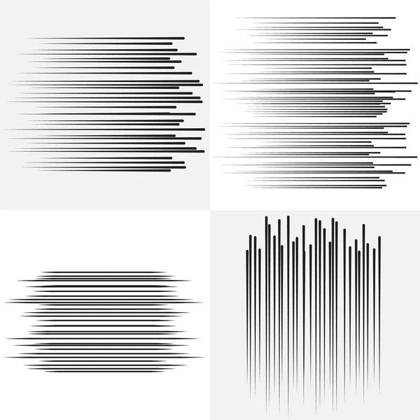 Lignes de vitesse Particules volantes Timbre de combat Manga graphique. Rayons solaires ou rafale d'étoiles Éléments vectoriels noirs — Image vectorielle