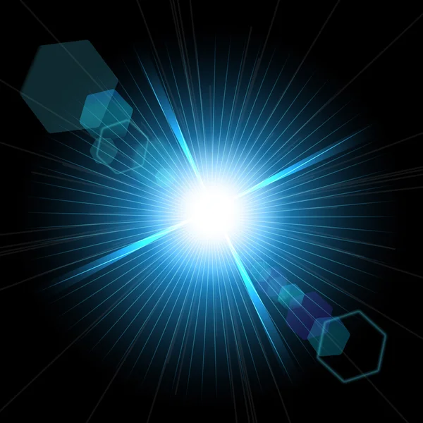 Étoile avec effet fusée éclairante et bokeh . — Image vectorielle