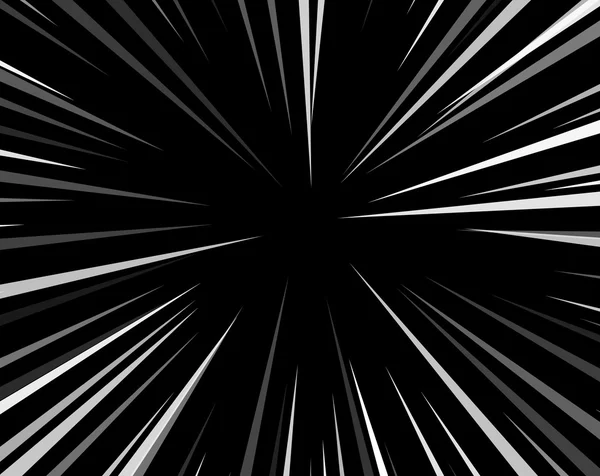 Comic book explosion superhero pop art style negro y blanco radial lines background. Marco de velocidad de manga o anime — Archivo Imágenes Vectoriales