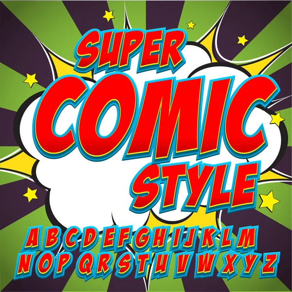 Kreative, detailreiche Comic-Schrift. Alphabet im Stil von Comics, Pop Art. Vektorgrafiken