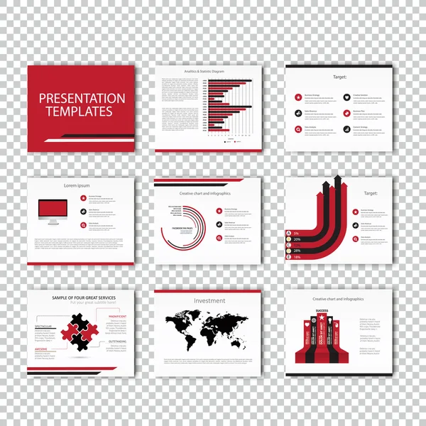 业务模板宣传册传单设计将演示文稿设置。红颜色版本. — 图库矢量图片