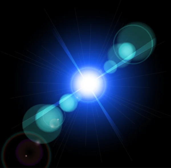 Optisk lins utflytning bländning lampor super hög upplösning. Ljuseffekter av flash — Stock vektor