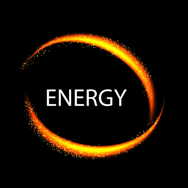 Energy frame. Shining circle banner. Magic light neon energy circle. Orange color version. — Stock Vector