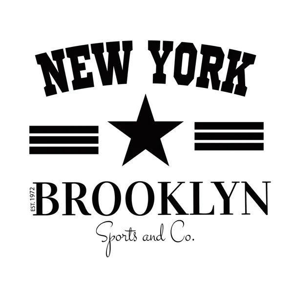 校队纽约布鲁克林学院大学司团队运动棒球标签版式、 服装 t 恤图形 — 图库矢量图片