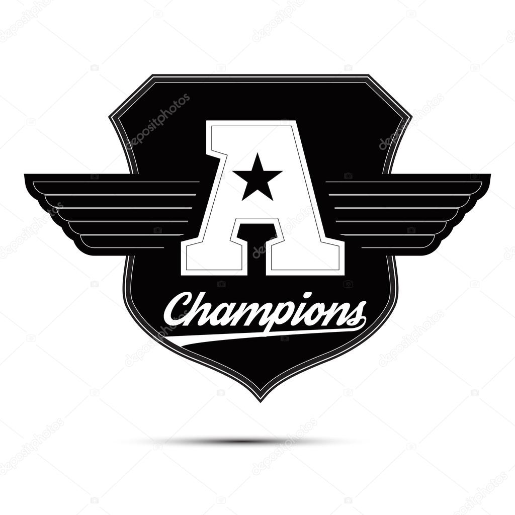 Varsity college university champions division team sport label typography, t-shirt graphics for apparel.