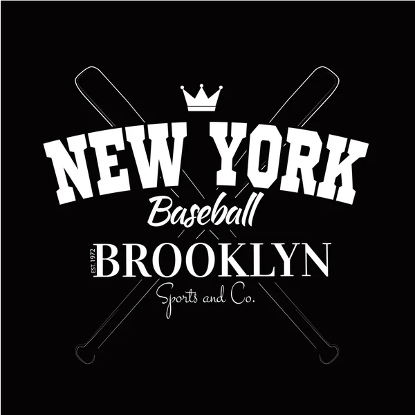 Varsity new york brooklyn college division team sport baseball label typografie, T-shirt grafiken für bekleidung — Stockvektor