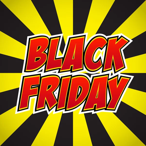 Banner volante pop art cómic negro viernes venta descuento promoción. Fondo decorativo con rayos — Vector de stock