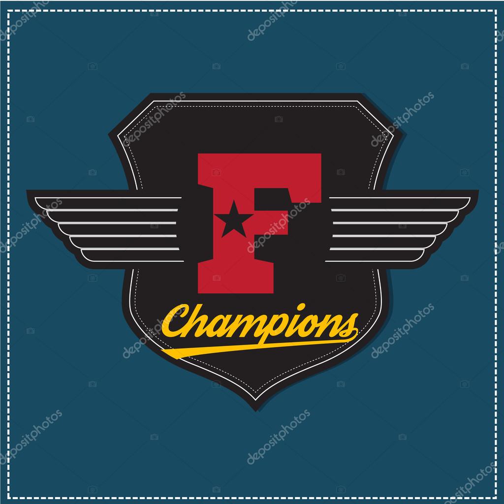 Sport athletic champions college varsity baseball football logo emblem.