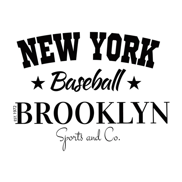 Varsity new york brooklyn college division team sport baseball label typografie, T-shirt grafiken für bekleidung — Stockvektor