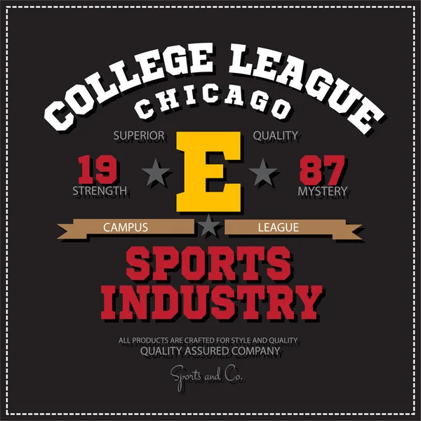 Sport athletische Champions College League Chicago Logo Emblem. Vektorgrafik und Typografie T-Shirt-Design für Bekleidung. — Stockvektor