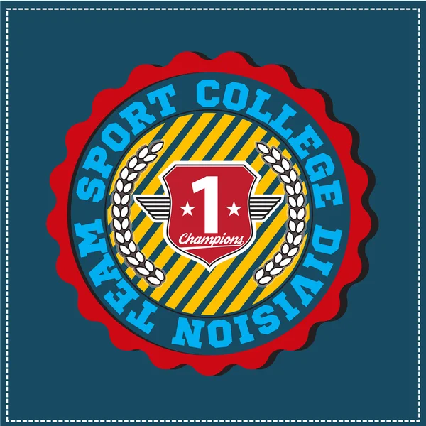 American sport college varsity team division champions logo, emblema, etiqueta. Muy fácil de usar para ropa — Vector de stock