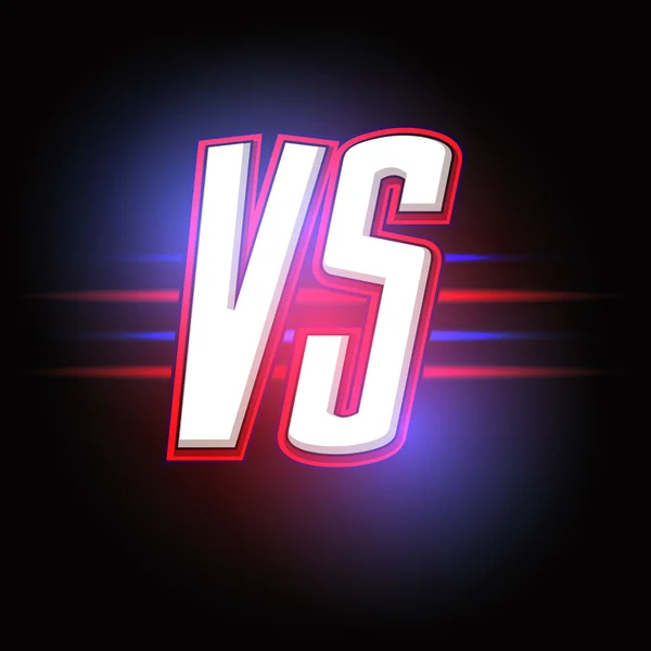 Neon Logo karşı. Vs vektör harfler illüstrasyon. Rekabet simgesi.